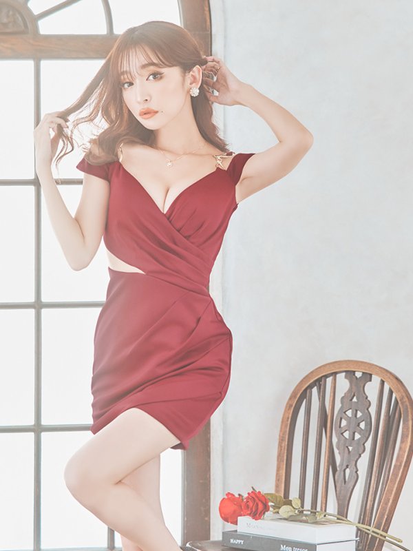 画像34: sugarオリジナルカラー・XSサイズあり【IRMA/イルマ】ワンカラー/ カットアウト/ オフショル/ タック/ 変形スカート/ タイト/ ミニドレス/ キャバドレス【HC02】