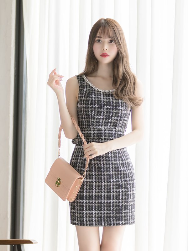 画像5: sugarオリジナルドレス★ Lサイズあり【IRMA/イルマ】ツイード/ ベルト/ カットアウト/ タイト/ ミニドレス/ キャバドレス【HC02】