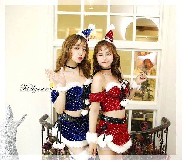 画像8: 【即日発送】【クリスマスコスプレ9点セット】【Malymoon/マリームーン】ラメドットサンタクロースコスチューム【フリーサイズ/2カラー】[YMT]