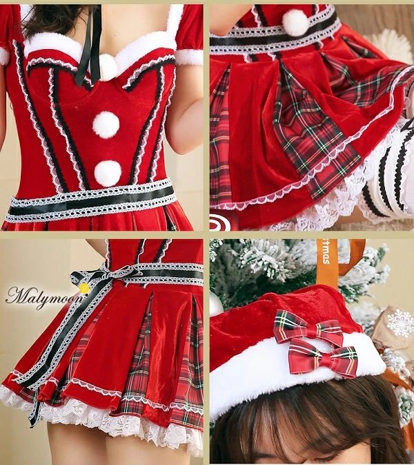 画像9: 【即日発送】【クリスマスコスプレ8点セット】【Malymoon/マリームーン】パフスリーブサンタ【フリーサイズ/1カラー】[YMT]