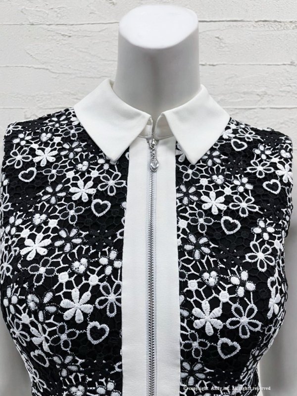 画像10: 【an /アン】襟/ フロントジップ/ Aライン/ノースリ/フレア/ ミニドレス/ キャバドレス[OF05]