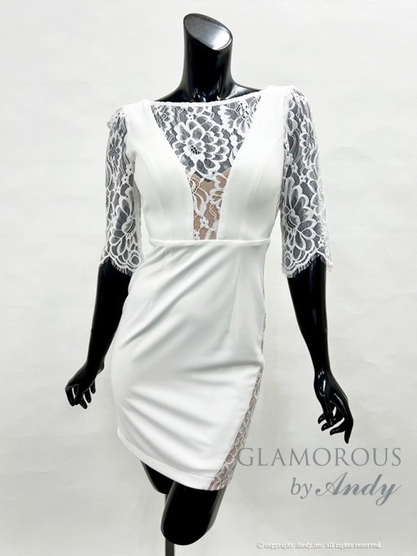 画像8: 【Miyu × GLAMOROUS by Andy 05 COLLECTION 03】七分袖/ 長袖/ 袖あり/ ストレッチ/ 切り替えデザイン/ タイト/ ミニドレス/ キャバドレス[FB03]