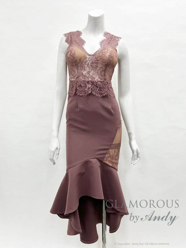 画像17: 【Andy GLAMOROUS/アンディグラマラス】マーメイド/ フリルデザイン/ レース/ ノースリーブ/ テールカット/ タイト/ ミディアム丈/ ミニドレス/ キャバドレス[OF05]