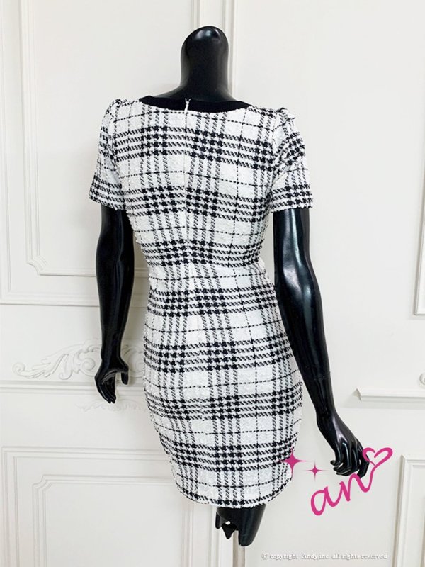 画像25: 【an /アン】チェック/ 半袖/ 袖あり/ ボタン/ タイト/ ミニドレス/ キャバドレス[OF05]