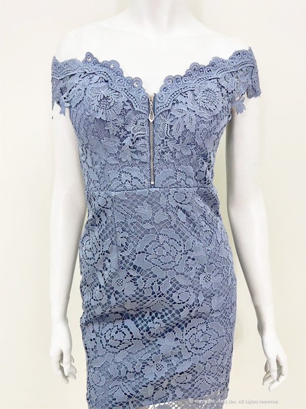 画像10: 【an/アン】総レース/ オフショル/ フロントジップ/ ワンカラー/ タイト/ ミニドレス/ キャバドレス[OF05]