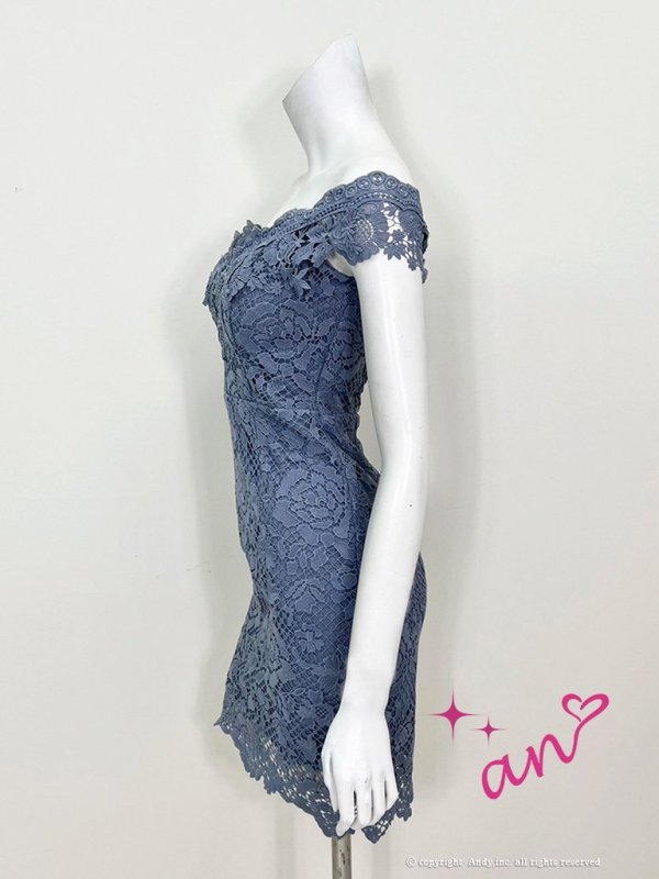 画像8: 【an/アン】総レース/ オフショル/ フロントジップ/ ワンカラー/ タイト/ ミニドレス/ キャバドレス[OF05]