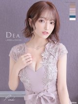 Lサイズあり【DEA.by ROBE de FLEURS/ディアバイローブドフルール】スパンコールフラワー刺繍/ ウエストリボン/ 膝丈/ キャバドレス