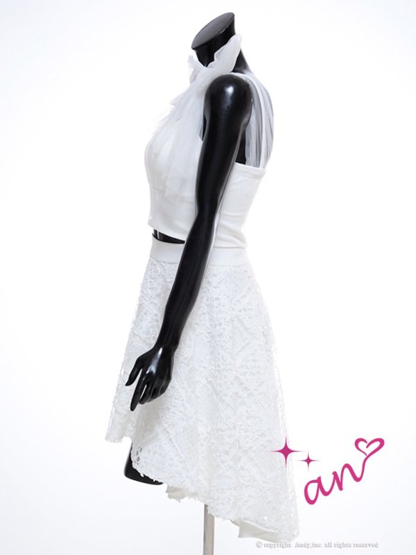 画像10: 【an/アン】ショルダーリボン/ チュール/ セットアップ/ ワンカラー/ テールカット/ ミニドレス/ キャバドレス[OF05]