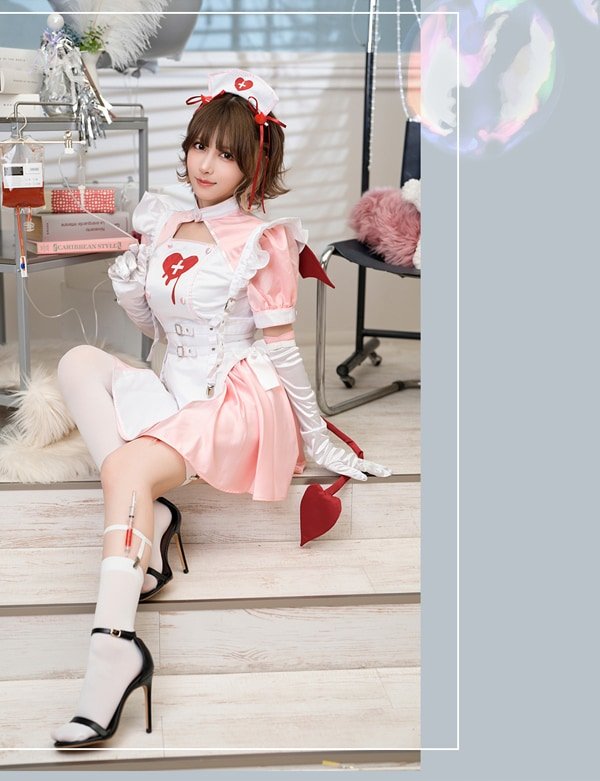 画像4: 【即日発送】デビルハーネスナース【マリームーン】【ハロウィンコスプレ9点セット】【フリーサイズ/2カラー】[HC03]