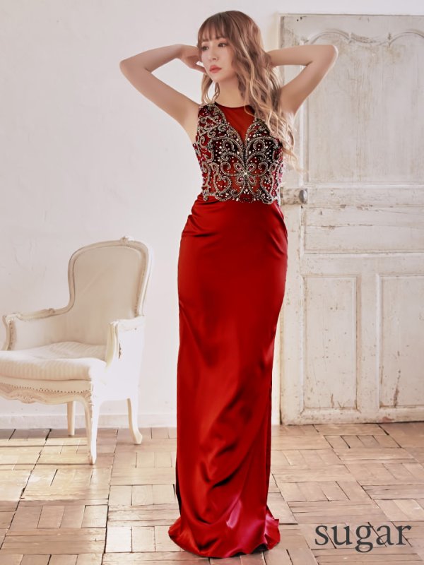 画像5: 即日発送!! L/XLサイズあり【Luxe Style/リュクススタイル】ビーズ刺繍 /シアーレース /サテン /ロング /ロングドレス /キャバドレス long【HC03】