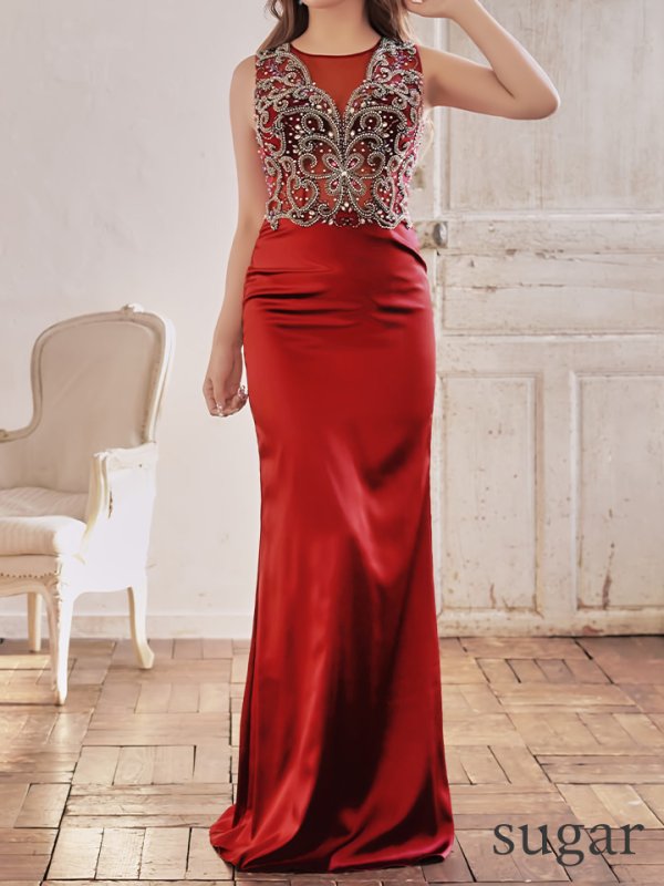 画像7: 即日発送!! L/XLサイズあり【Luxe Style/リュクススタイル】ビーズ刺繍 /シアーレース /サテン /ロング /ロングドレス /キャバドレス long【HC03】