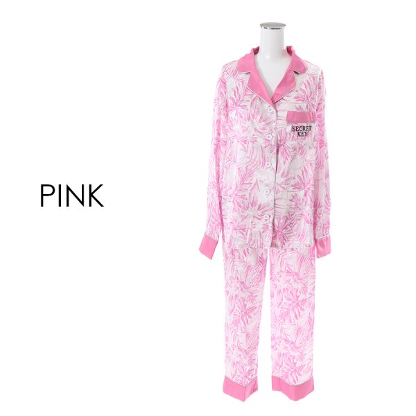 画像6: SALE！【ルームウェア】リーフプリントサテンシャツパジャマ [HC02]