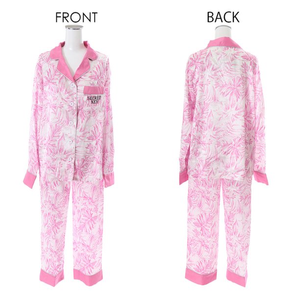 画像8: SALE！【ルームウェア】リーフプリントサテンシャツパジャマ [HC02]