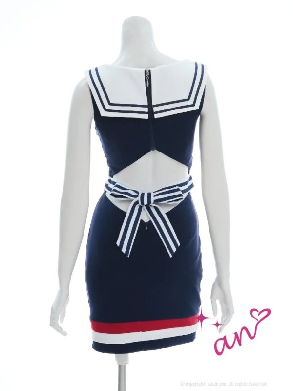 画像4: XSサイズあり【an/アン】フロントジップ/ チェーン/ ノースリーブ/ トリコロールカラー/ タイト/ ミニドレス/ キャバドレス[OF05]