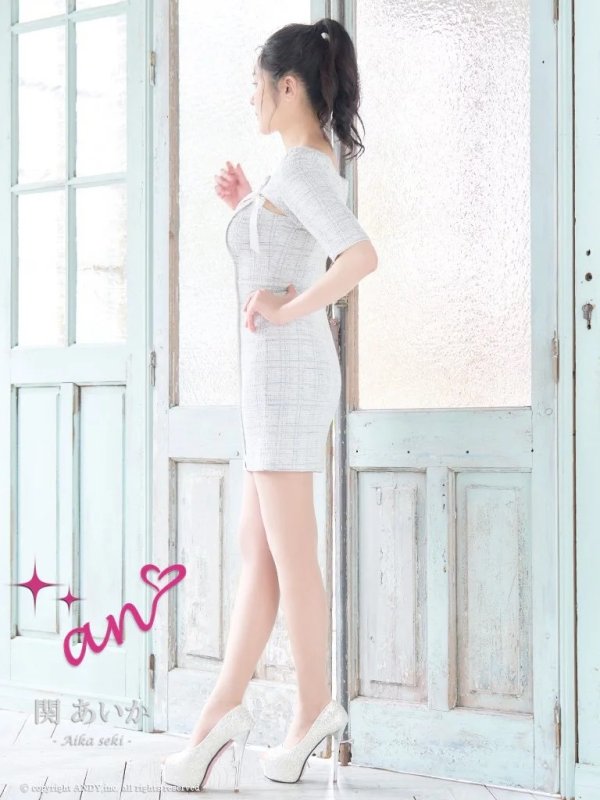 画像14: XSサイズあり【an /アン】 ストレッチ/ ツイード/ アンサンブル/ リボン/ 半袖/ 袖あり/ バストシアー/ タイト/ ミニドレス/ キャバドレス[OF05]