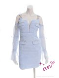XSサイズあり【an /アン】袖付き/ 2way/ フクレニット/ フロントジップ/ ストレッチ/ タイト/ ミニドレス/ キャバドレス[OF05]]