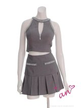 XSサイズあり【an /アン】ビジュー/ バストカット/ ノースリーブ/ フレア/ セットアップ/ ミニドレス/ キャバドレス[OF05]【一部予約商品/6月上旬発送予定】