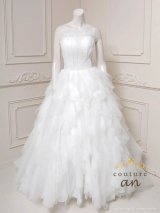 【couture an/クチュールアン】ベア/ ラメ/ チュール/ レース/ フリル/ スピンドル/ フレア/ プリンセス/ ロングドレス/ キャバドレス long[OF05]