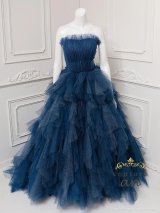 【couture an/クチュールアン】ベア/ ラメ/ チュール/ レース/ フリル/ スピンドル/ フレア/ プリンセス/ ロングドレス/ キャバドレス long[OF05]