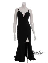 【予約商品/7月下旬発送予定】【ANDY/アンディ】 シンプル/ ワンカラー/ バストシアー/ キャミソール/ 裾フリル/ スリット/ マーメイド/ ミディアムドレス/ キャバドレス[OF05]