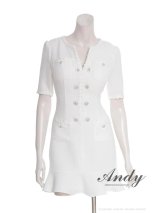 XSサイズあり【ANDY/アンディ】パイピング/ ビジューボタン/ デザインポケット/ 半袖/ 袖あり/ マーメイド/ ミニドレス/ キャバドレス[OF05]