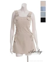XSサイズあり【ANDY/アンディ】ベルトショルダー/ サイドスピンドル/ ノースリーブ/ フレア/ ミニドレス/ キャバドレス[OF05]