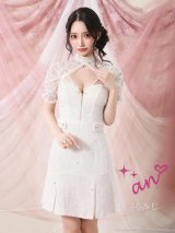 即日発送【an /アン】ビジュー/ ツイード/ バストジップ/ ハーフスリーブ/ シアーレース/ 谷間魅せ/ プリーツ/ フレア/ ミニドレス/ キャバドレス[OF05]