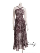 XSサイズあり【ANDY/アンディ】ホルターネック/ クラシカルプリント/ ウエストカット/ シフォン/ フレア/ マキシ丈/ ワンピース/ ロングドレス/ キャバドレスlong[OF05]