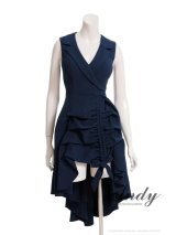 XSサイズあり【ANDY/アンディ】リボン/ 襟付き/ ノースリーブ/ フリル/ テールカット/ ロングドレス/ キャバドレス[OF05]