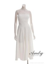 XSサイズあり【ANDY/アンディ】シンプル/ ワンカラー/ ストレッチ/ キャミ/ ベア/ フレア/ ミモレ丈/ ミディアムドレス/ ワンピース/ キャバドレス[OF05]