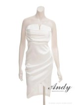 【ANDY/アンディ】シンプル/ ワンカラー/ ベア/ サテン/ タイト/ フロントジップ/ ミニドレス/ キャバドレス[OF05]