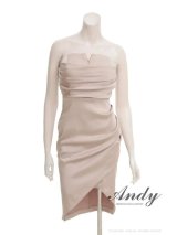 【ANDY/アンディ】シンプル/ ワンカラー/ ベア/ サテン/ タイト/ フロントジップ/ ミニドレス/ キャバドレス[OF05]