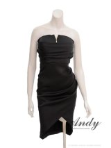 【ANDY/アンディ】シンプル/ ワンカラー/ ベア/ サテン/ タイト/ フロントジップ/ ミニドレス/ キャバドレス[OF05]