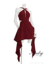 XSサイズあり【ANDY/アンディ】バストジップ/ サイドシアー/ ビジューバックル/ フリルリボン/ ノースリーブ/ タイト/ ミニドレス/ キャバドレス[OF05]
