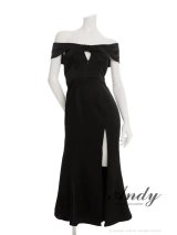 【ANDY/アンディ】バストジップ/ スリット/ オフショル/ フリル/ シンプル/ マーメイド/ ミモレ丈/ ミディアムドレス/ キャバドレス[OF05]