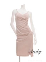 XSサイズあり【ANDY/アンディ】シンプル/ ワンカラー/ キャミソール/ サイドタック/ タイト/ ひざ丈/ ミディアムドレス/ キャバドレス[OF05]