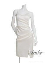 XSサイズあり【ANDY/アンディ】シンプル/ ワンカラー/ キャミソール/ サイドタック/ タイト/ ひざ丈/ ミディアムドレス/ キャバドレス[OF05]