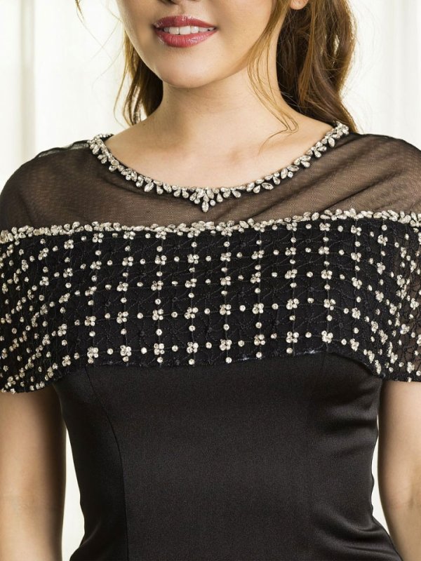 画像6: XLサイズあり【Luxe Style/リュクススタイル】ビジュー/ ワンカラー/ ボレロ風/ スリット/ ロングドレス/ キャバドレス long【HC03】