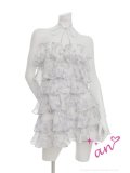 XSサイズあり【an/アン】リボンチョーカー付き/ シフォン/ ティアード/ 花柄/ フリル/ フレア/ Aライン/ ベア/ ミニドレス/ キャバドレス[OF05]