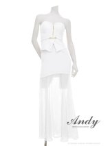 【予約商品/6月上旬発送予定】XSサイズあり【ANDY/アンディ】シースルー/ ベア/ ベルトデザイン/ バストジップ/ フレア/ ロングドレス/ キャバドレス[OF05]