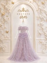 即日発送【couture an/クチュールアン】オフショルダー/ ビジュー/ シアー/ 立体フラワー/ スピンドル/ チュール/ ウエストカット/ フレア/ Aライン/ プリンセス/ バースデー/ ウェディングドレス/ ロングドレス/ キャバドレス long[OF05]