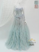 即日発送【couture an/クチュールアン】ベアトップ/ 立体フラワー/ シアー/ ペプラム/ スピンドル/ ビジュー/ フリル/ フレア/ Aライン/ プリンセス/ バースデー/ ウェディングドレス/ ロングドレス/ キャバドレス long[OF05]