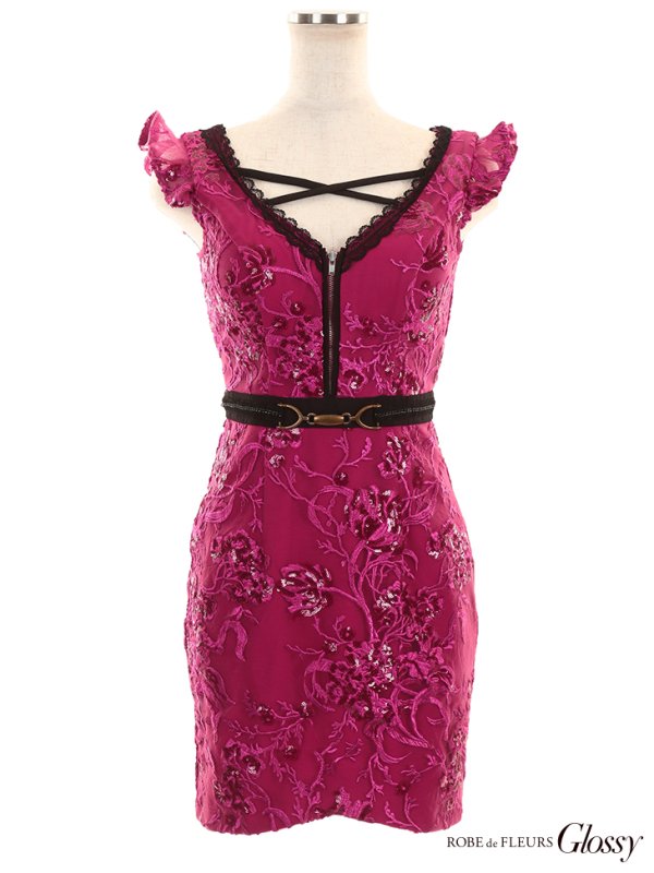 画像9: XSサイズあり【Glossy/グロッシー】スパンコール/ バストカット/ キャミ/ タイト/ ミニドレス/ キャバドレス[OF08]