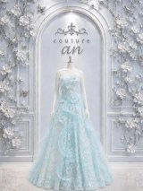 【couture an/クチュールアン】ベアトップ/ 立体フラワー/ シアー/ ビジュー/ 花柄刺繍/ フレア/ Aライン/ プリンセス/ ロングドレス/ キャバドレス / ウエディングドレス/バースデー long[OF05]