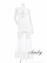 即日発送【ANDY/アンディ】シースルー/ ベアトップ/ チェーン/ 切り替えスカート/ シアー/ チュール/ フレア/ ロングドレス/ キャバドレス[OF05]