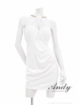 【予約商品/9月中旬発送予定】XSサイズあり【ANDY/アンディ】チェーンネック/ ホルターネック/ ストレッチ/ シアー/ タック/ シンプル/ ワンカラー/ タイト/ ミニドレス/ キャバドレス[OF05]