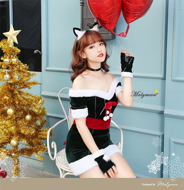 画像5: 【即日発送】【クリスマスコスプレ7点セット】【Malymoon/マリームーン】キャットサンタコスプレ【フリーサイズ/1カラー】[YMT]