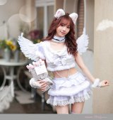 【即日発送】猫耳天使【マリームーン】【ハロウィンコスプレ8点セット】【フリーサイズ/1カラー】[YMT]