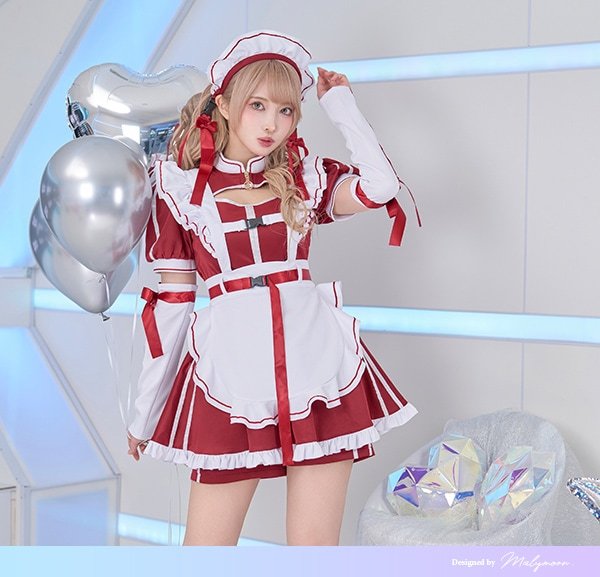 画像15: 【即日発送】アクセントラインハーネスジャージメイド【マリームーン】【ハロウィンコスプレ6点セット】【フリーサイズ/3カラー】[HC03]