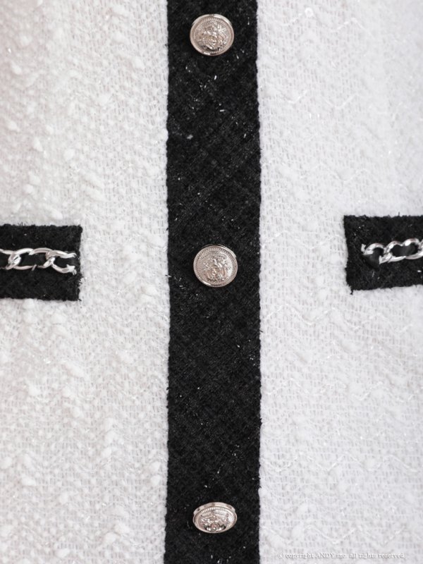 画像6: 【an/アン】ツイード/ 半袖/ 袖あり/ チェーンパイピング/ ストレッチ/ ミニドレス/ キャバドレス[OF05]